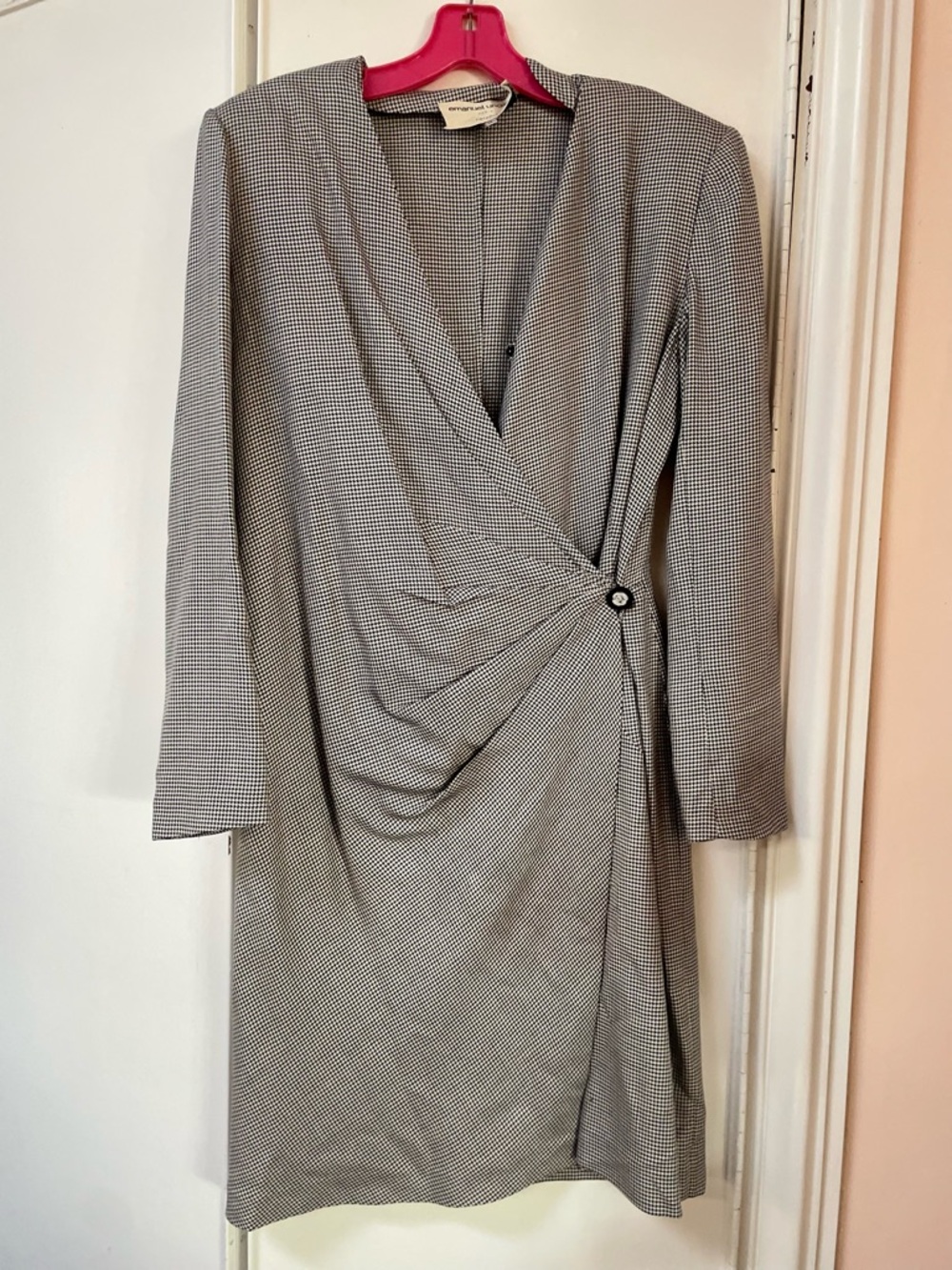 Emanuel Ungaro Black and White Wrap-Style Midi Dress
